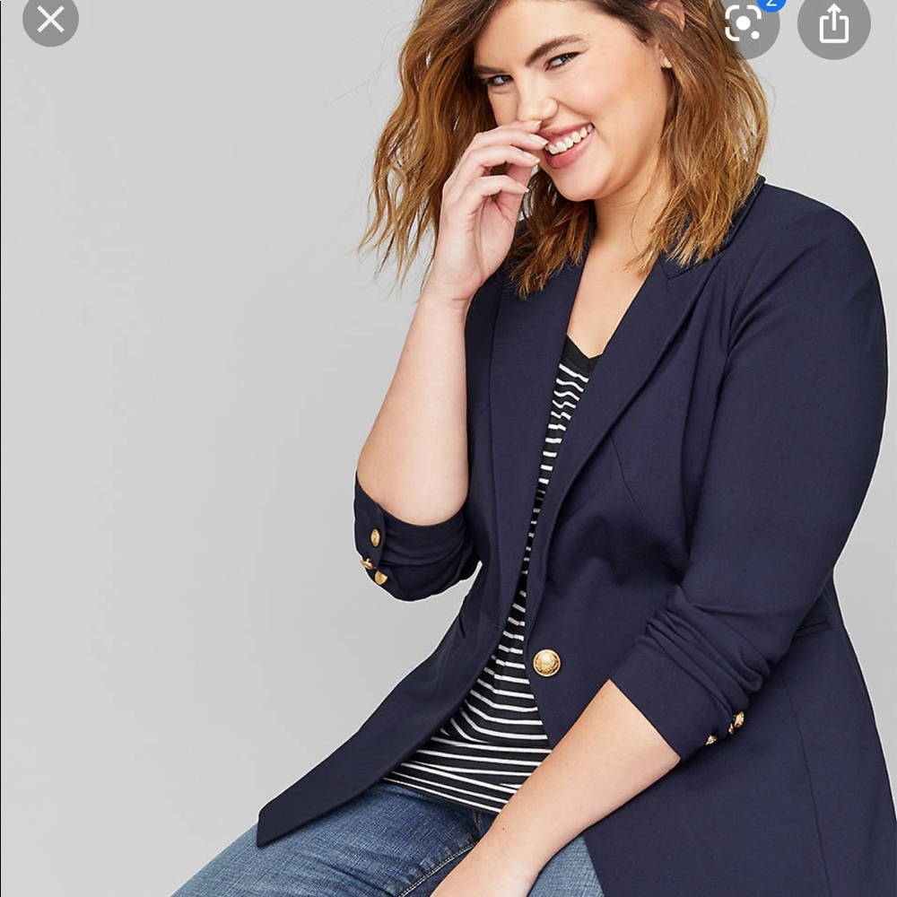 Lane Bryant Navy Blazer with Gold Buttons